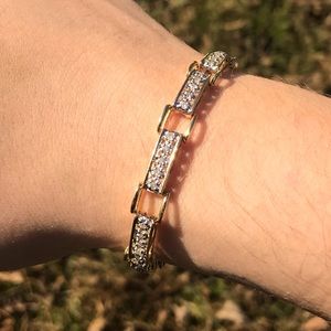 Vintage Heavy 10k Solid gold and Diamond Bracelet!! Art Deco!